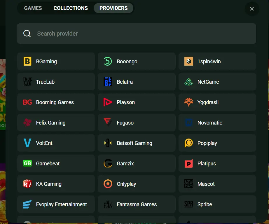 Goldex Casino Providers